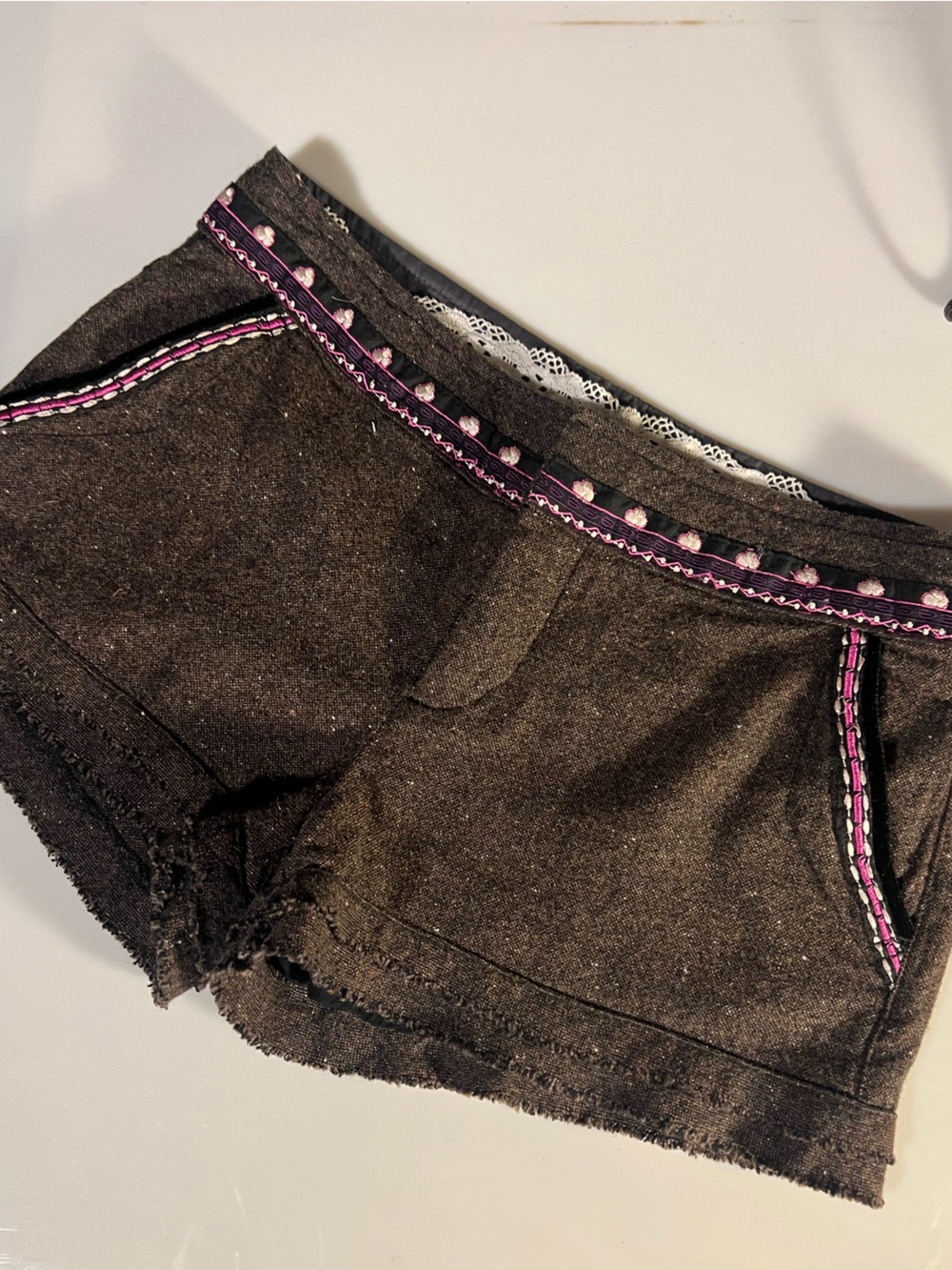 Free People brown Shorts with Pink Trim